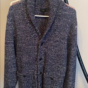 JCrew shawl collar cardigan in marled blue